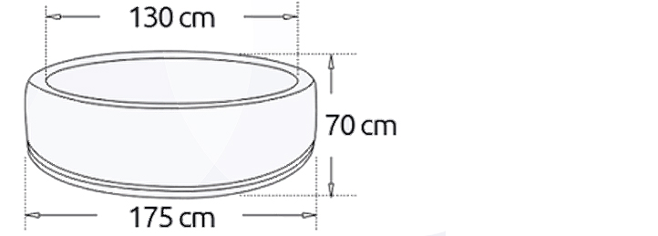 medidas de jacuzzi hinchable Netspa Montana 130cm x 70cm x 175cm